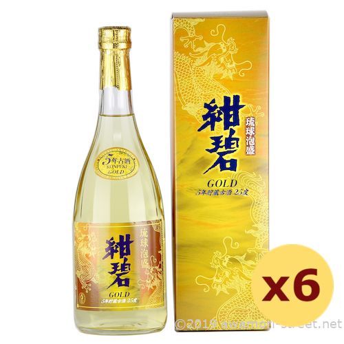 泡盛 紺碧ゴールド 5年古酒 25度,720ml x 6本セット / 沖縄県