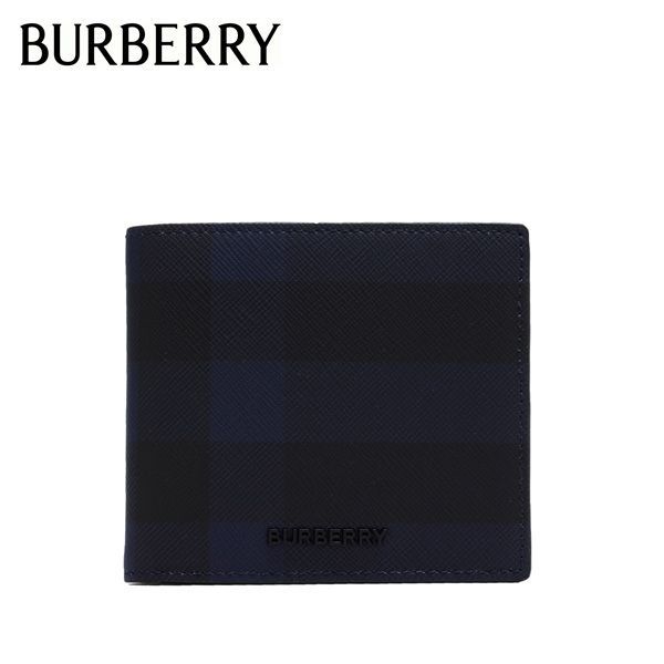 24SS新作 バーバリー BURBERRY  CC BILL COIN チェック バイフォールド 二つ折り財布【NAVY】 8073284  NAVY/【2024SS】m-wallet