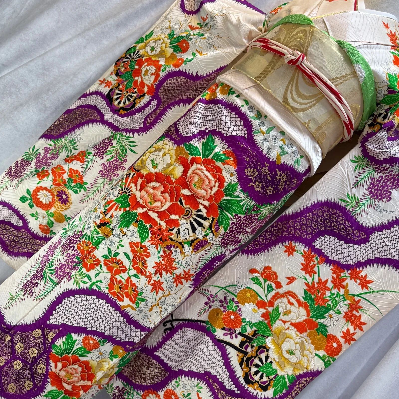 セミアンティーク 振袖フルセット 西陣織袋帯 正絹長襦袢 156〜166