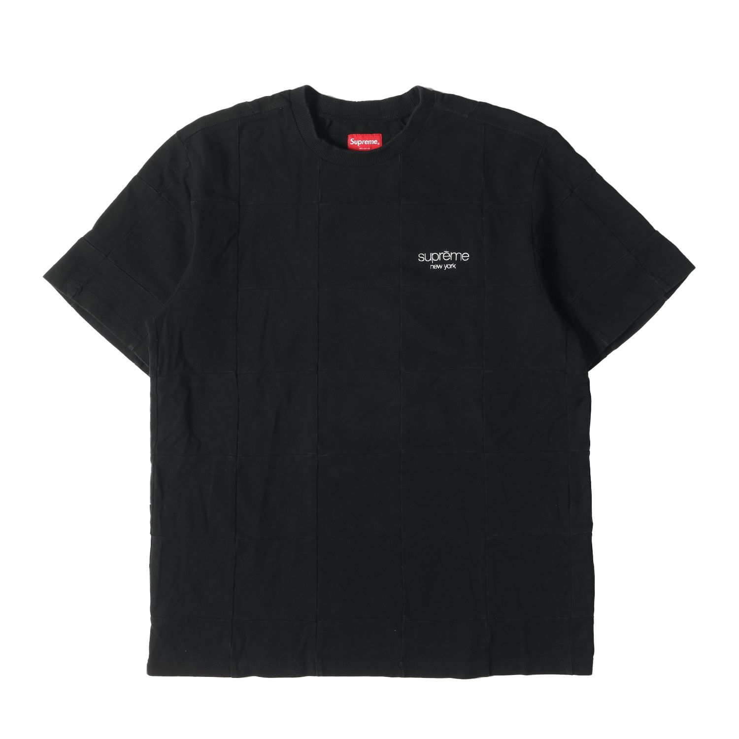 Supreme シュプリーム Tシャツ サイズ:M クラシックロゴ パッチワーク 鹿の子 クルーネック Tシャツ Patchwork Pique Tee ブラック 黒 トップス カットソー 半袖【メンズ】