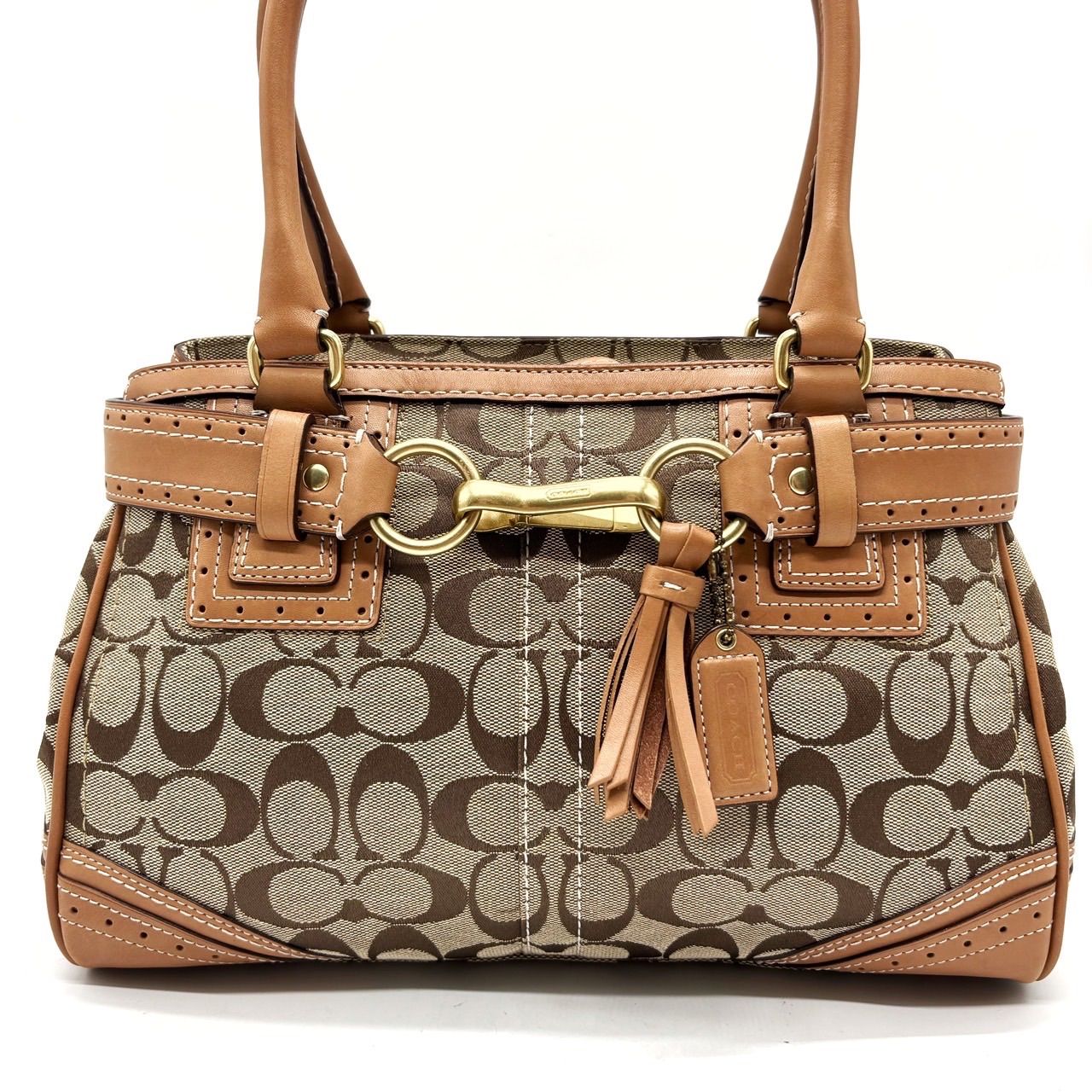 COACH　コーチ　ワンショルダー　パッチワーク　ターンロック　デニム ✨良品✨ COACH ショルダーバッグ ハンドバッグ デニム パッチワーク