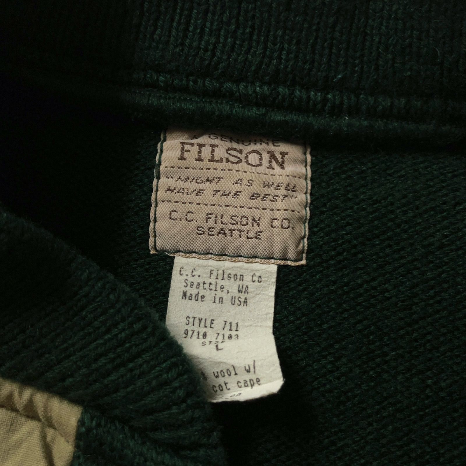 中古品】90s USA製 FILSON フィルソン 711 ニットセーター ハーフ 