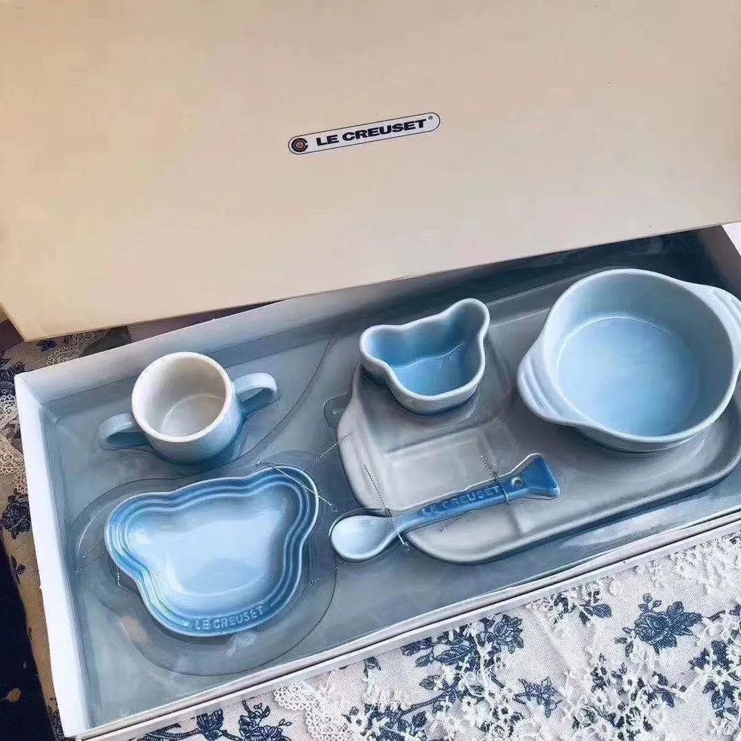 新品未使用】 LECREUSET ル・クルーゼ子供食器7点セット ブルー