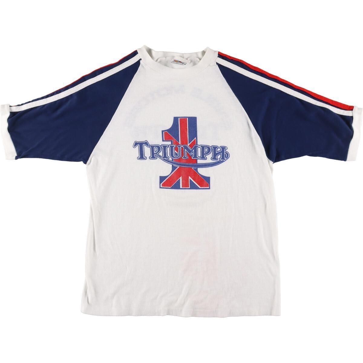 古着 80年代 Vogel Millsu0026Mfg. TRIUMPH トライアンフ 両面プリント モーターサイクル バイクTシャツ メンズS ヴィンテージ/evb000729