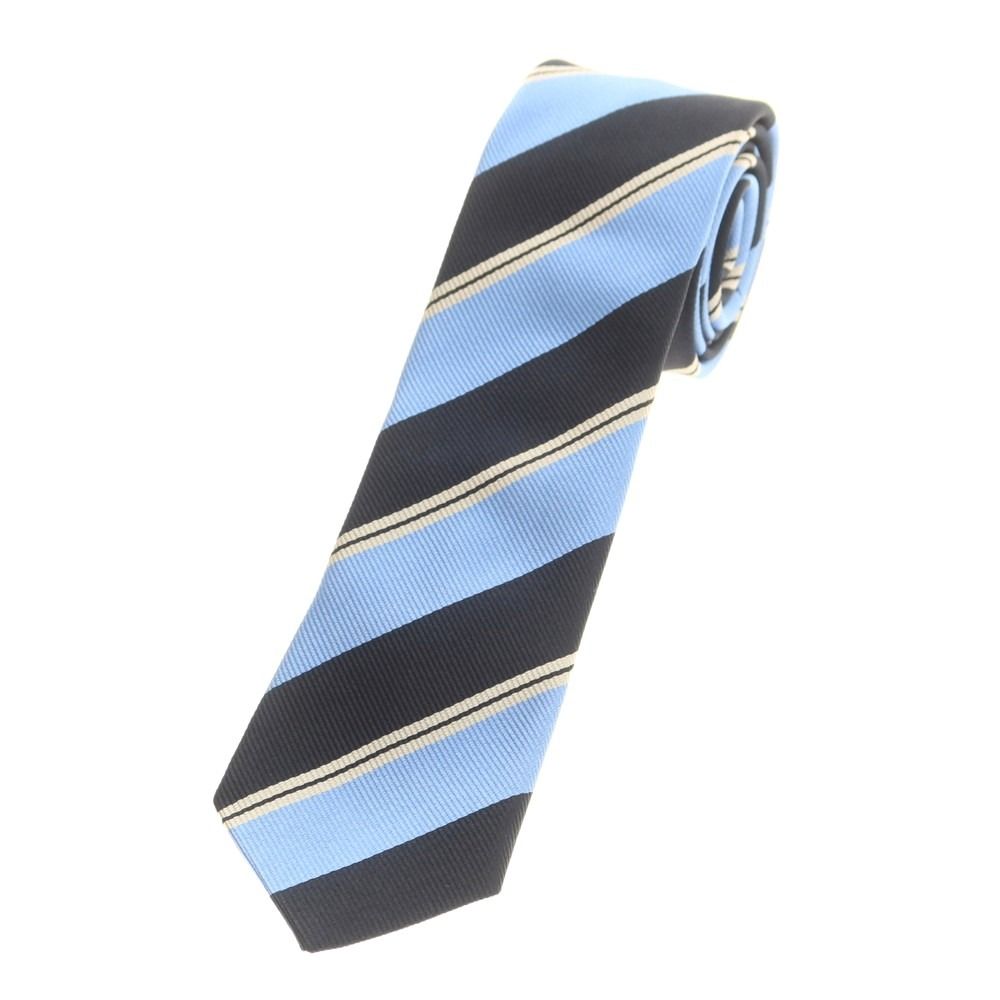 中古】プラダ PRADA シルク ストライプ柄ネクタイ ライトブルーx