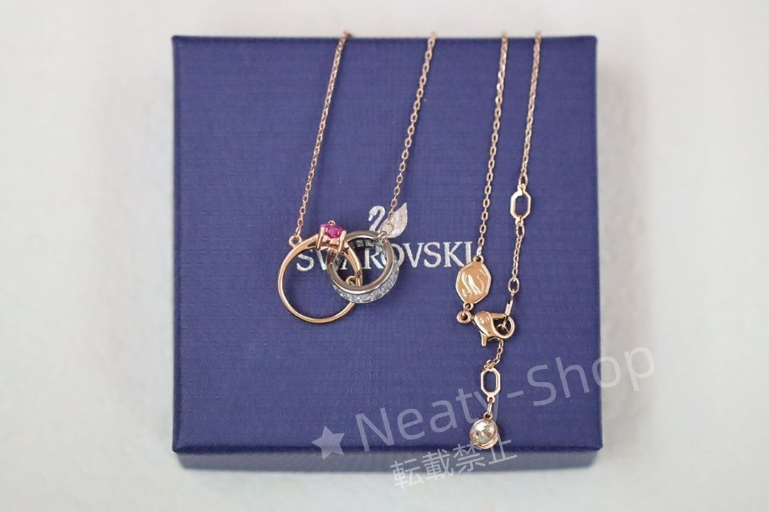 💗新品💗Swarovski  ファッショローズゴールドリングダブルリング鎖骨ネックレス