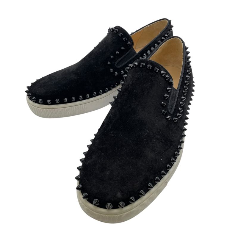 クリスチャン ルブタン Christian louboutin PIK BOATスタッズスリッポン ブラック スウェード メンズ スリッポン