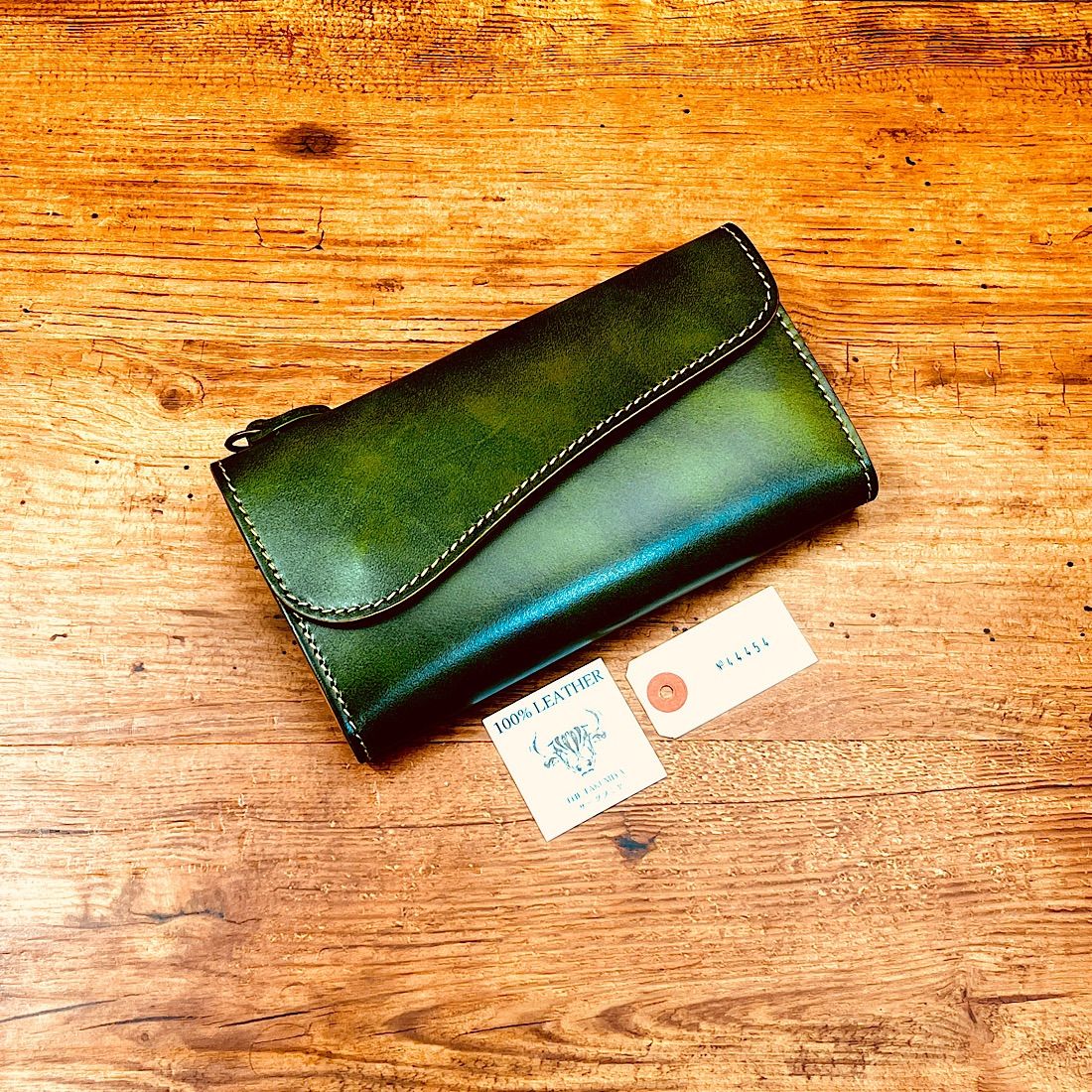 メンズ財布 長財布 本革 ラウンドファスナー ヌメ革 手縫い