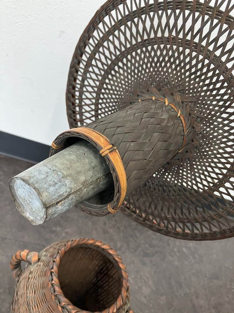 古美術 生花 竹籠 花籠 唐物 花器 三足 古道具 籐 【公式通販】