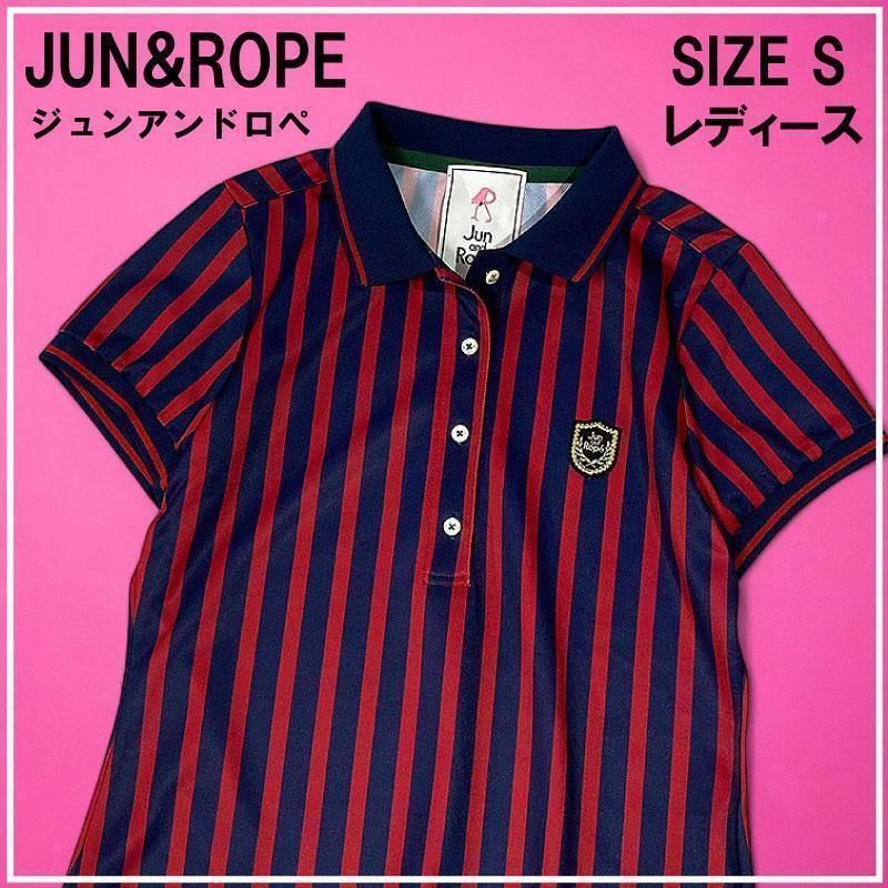 【新品】ジュン＆ロぺ(JUN & ROPE') 半袖　ポロシャツ　ストライプ JUN&ROPE ジュンアンドロペ 半袖 ポロシャツ ストライプ S