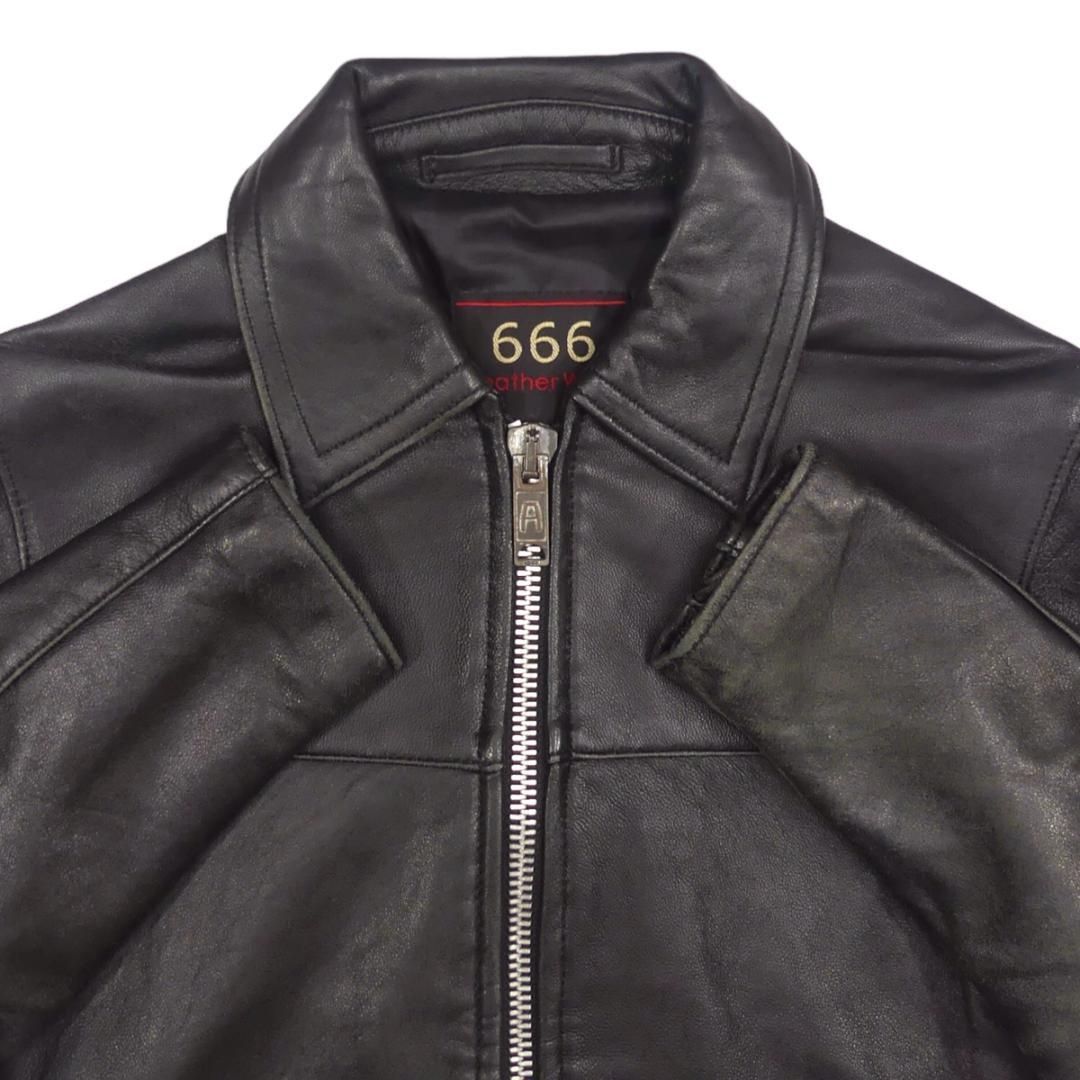 666 ライダース ジャケット 本革 シングル レザー 32 黒 HH9555 - メルカリ