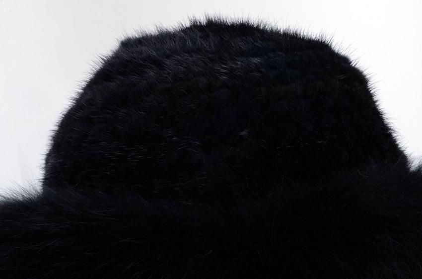 新品 上質ミンクと上品なフォックスの編込みハット 黒 ギフト