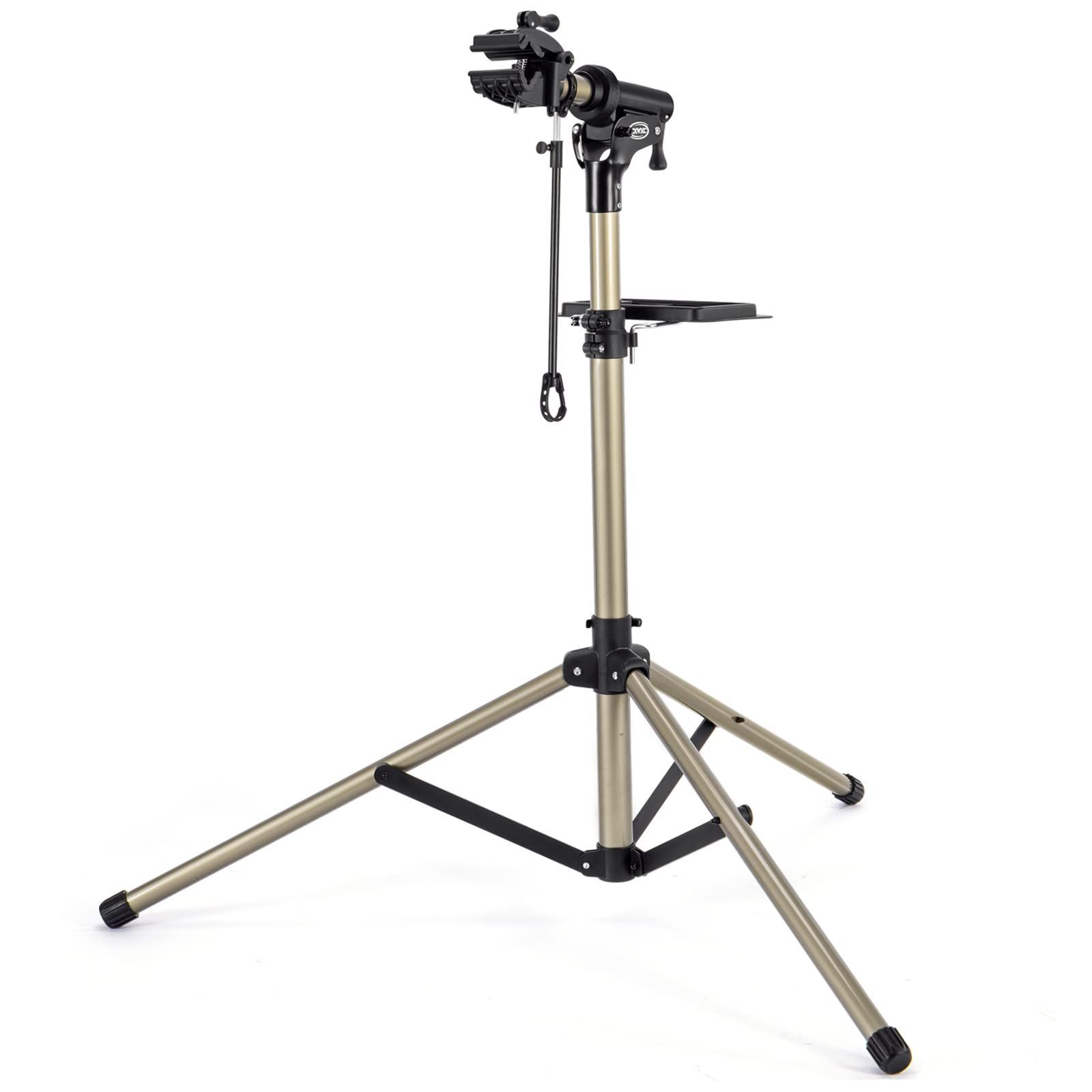 数量 アルミ製 折りたたみ ワークスタンド ロードバイク 耐荷重30kg 洗車及び整備 角度 高さ調整 スタンド 三脚 ママチャリ クロスバイクなど用 メンテナンススタンド 作業スタンド 自転車 工具トレー ハンドル支えバー付き TQXL-21-A C