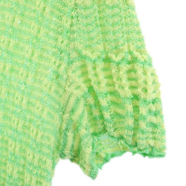 ミッソーニ イタリア製 ウールブレンド ボーダー アンサンブル ニット カーディガン グリーン系 Missoni レディース 古着 中古 ミッソーニ イタリア製 ウールブレンド ニット アンサンブル