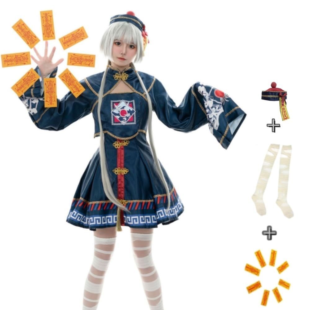 Size M Rekucci キョンシー ハロウィン コスプレ ゾンビ 帽子 黄符付き チャイナ風 大人 仮装 イベント 大人 仮装 M