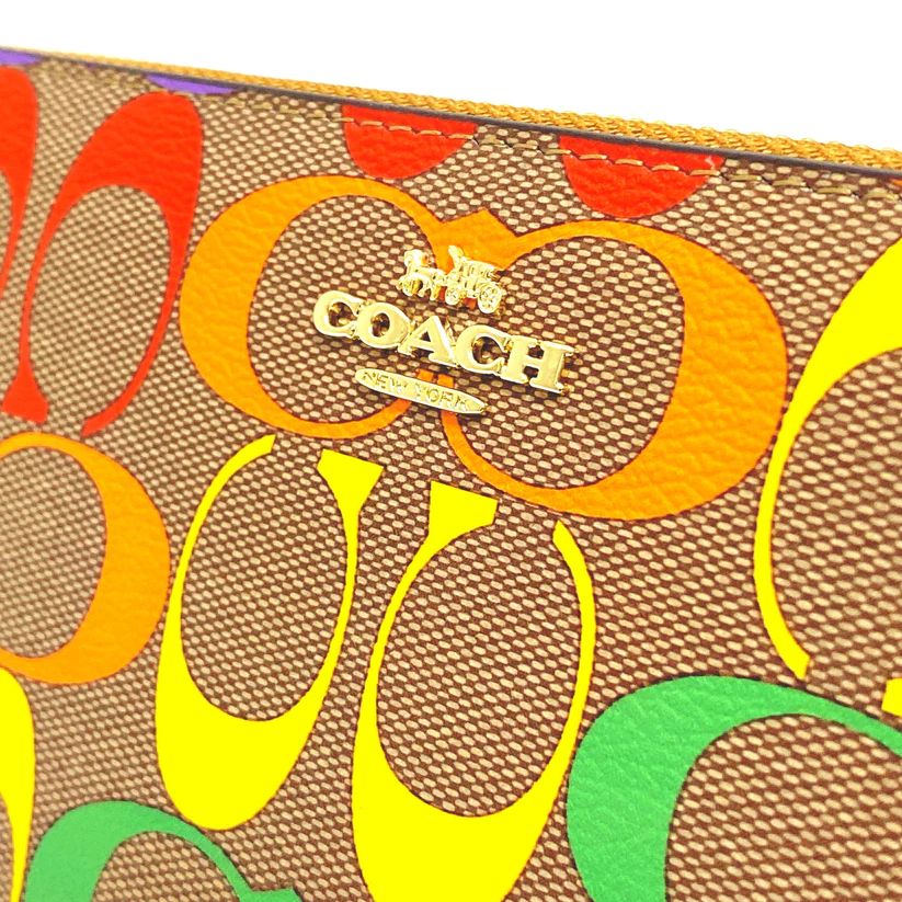 COACH コーチ 長財布 シグネチャー レインボー 新作 大人気 ストラップ