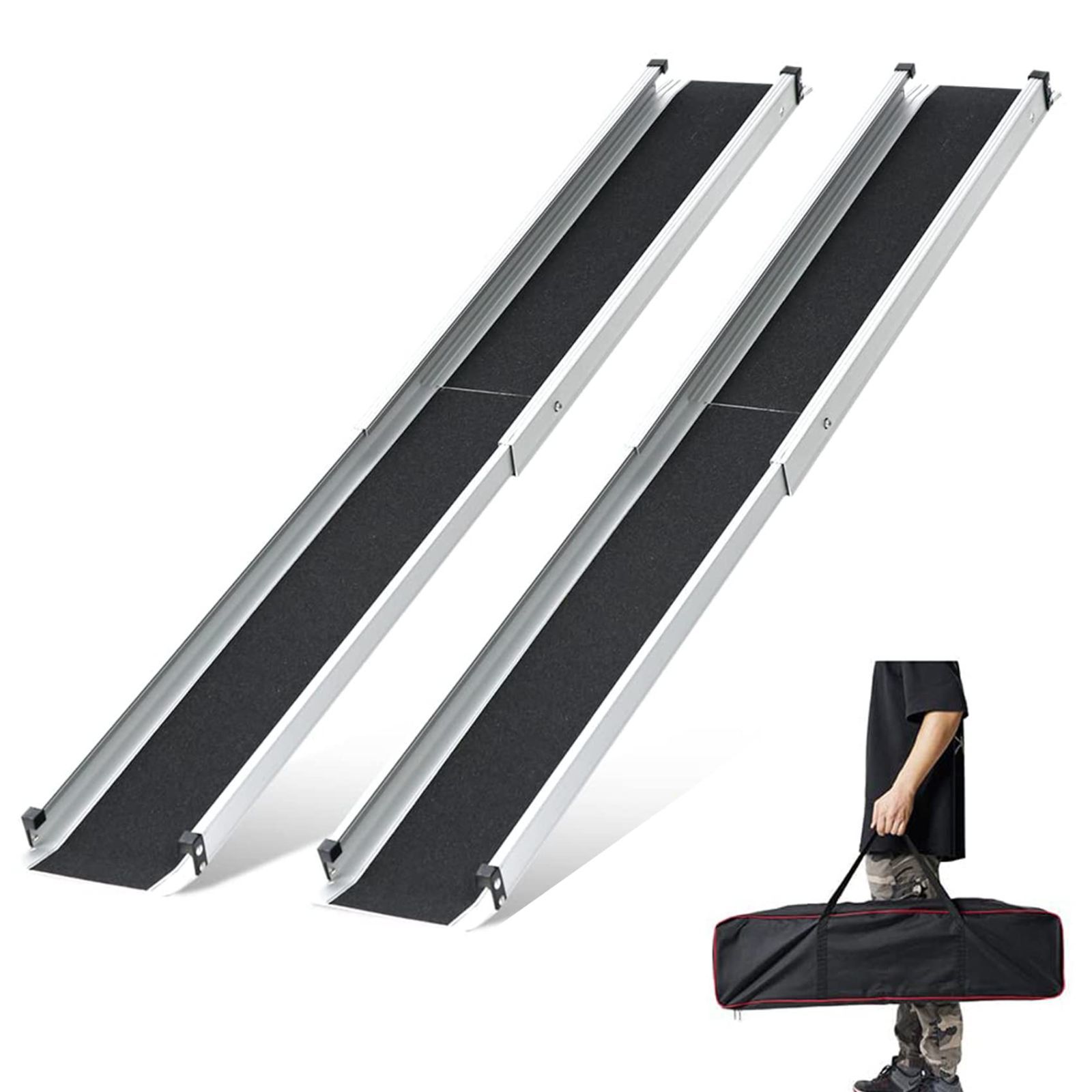 玄関 階段 荷重272KG 段差解消 スロープ スロープ 40CM スライド 滑り止め gardhom 83.5-152CM スロープ 伸縮 2本セット 車椅子