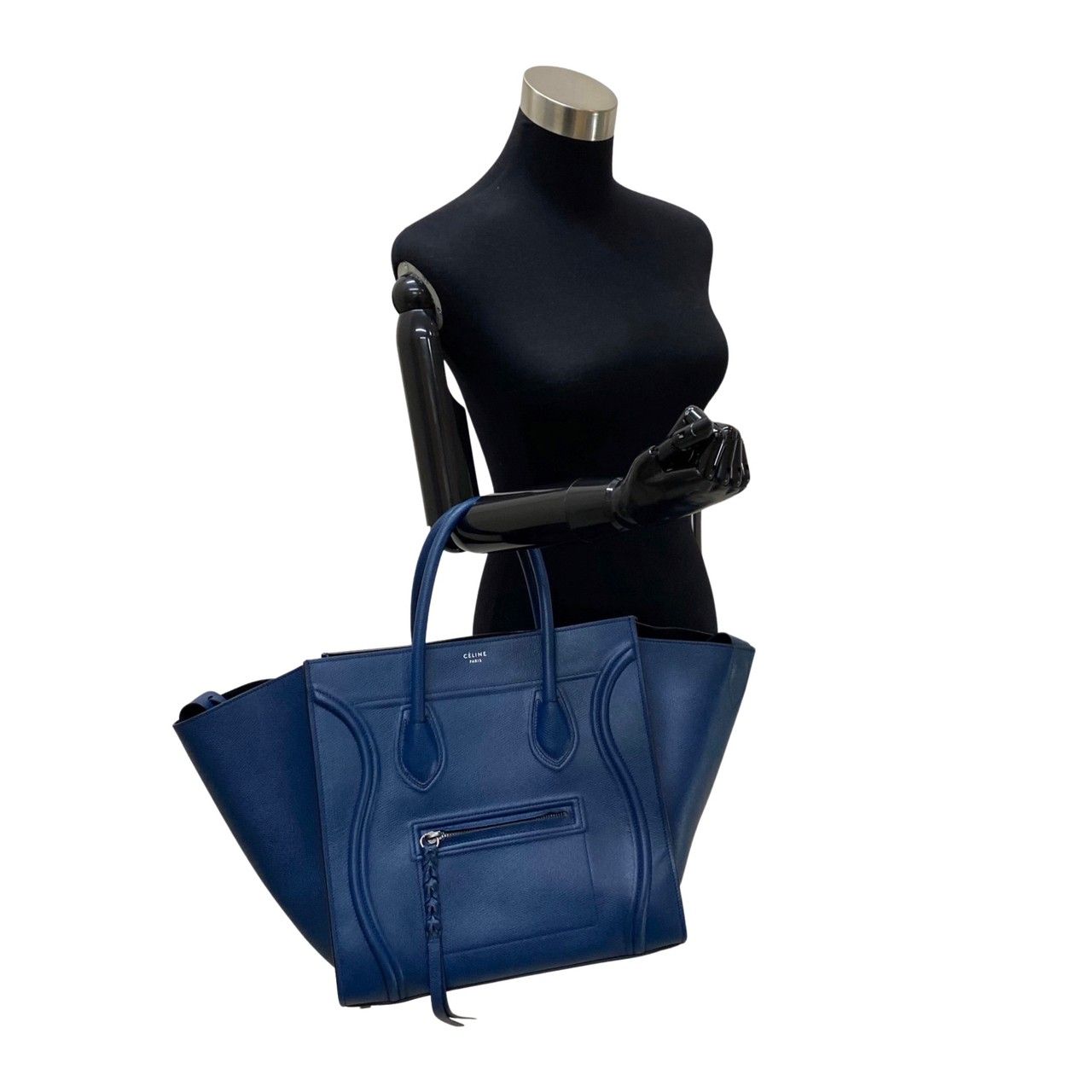 セリーヌ ラゲージ ファントム ハンド トートバッグ ロゴ レザー ネイビー CELINE セリーヌ ハンドバッグ ラゲージ ファントム トート