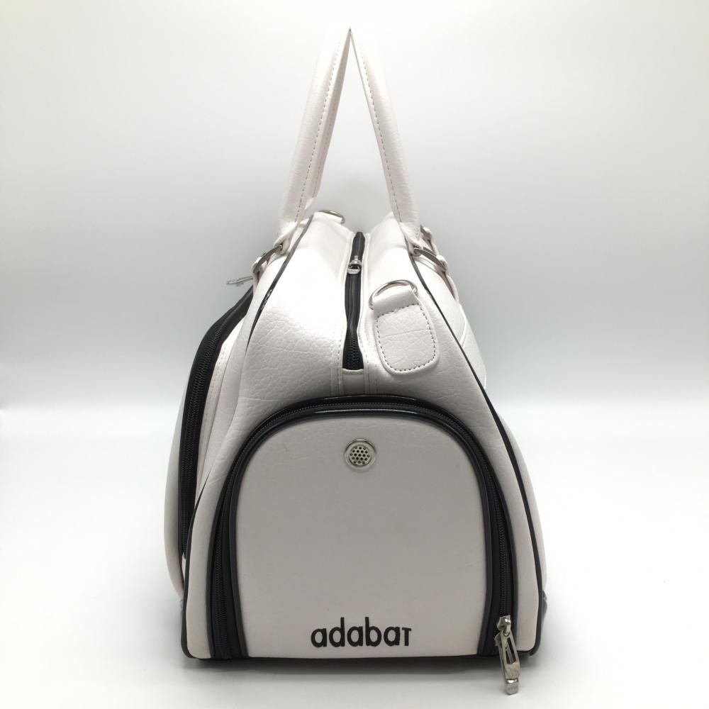 美品】アダバット ボストンバッグ 白×黒 シューズ収納可 内外