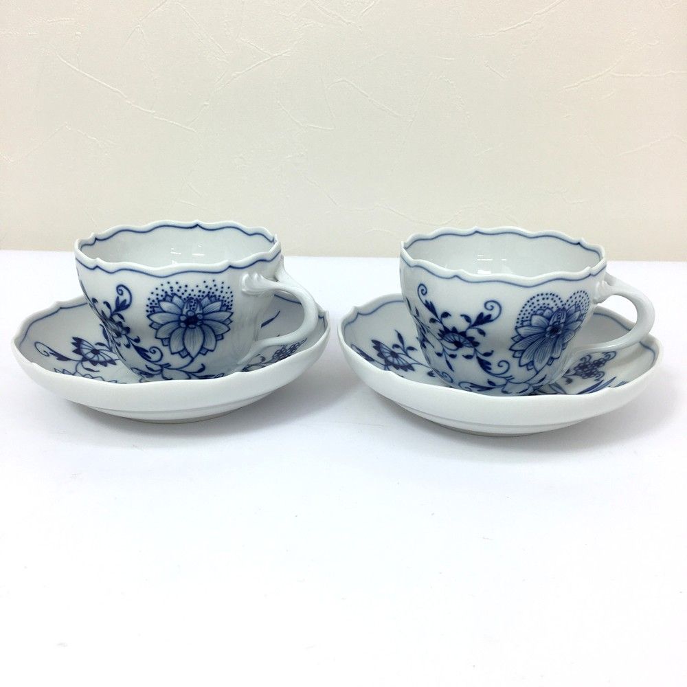 ○長期保管未使用品 マイセン ブルーオニオン カップ&ソーサー 2客 