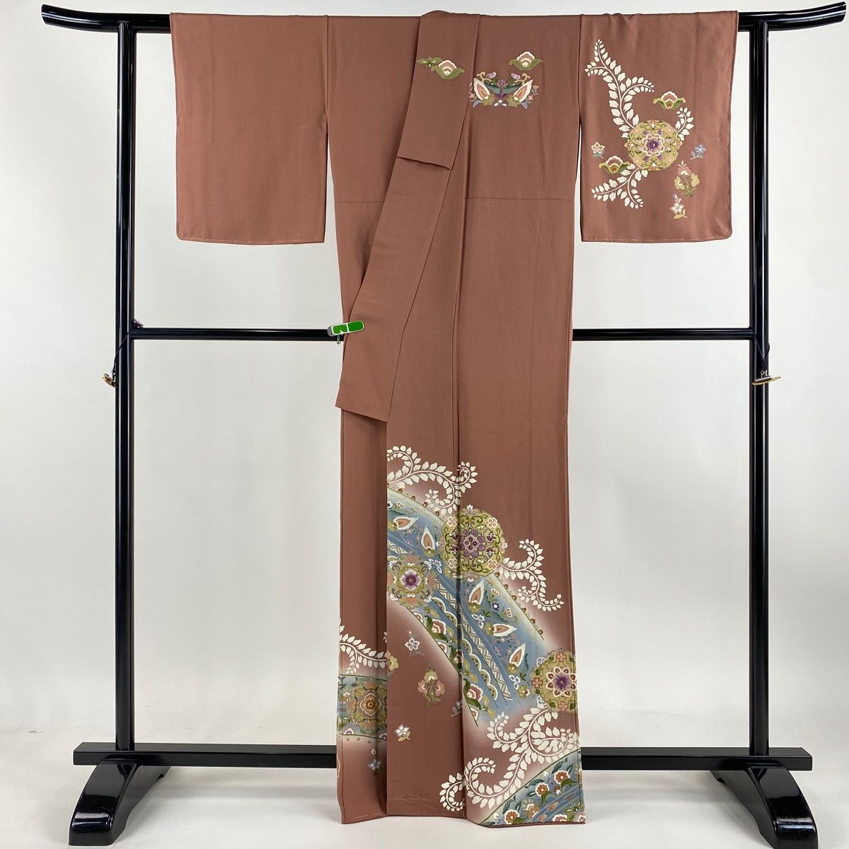 美品◆古布◆アンティーク錦紗縮緬◆長襦袢◆蝶 袖丈52㎝丈126cm◆正絹 m64792005114_1.jpg?1727683070