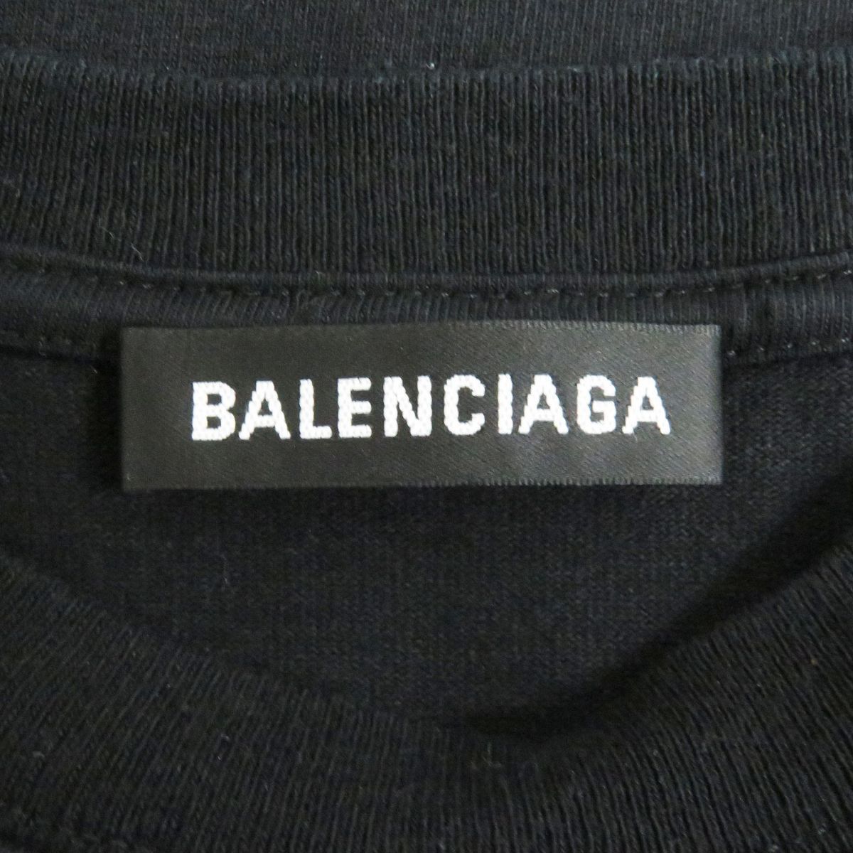 美品□2020年製 BALENCIAGA/バレンシアガ 620969 CREW ロゴプリント コットン オーバーサイズ 半袖Tシャツ ブラック XXS  イタリア製 正規品