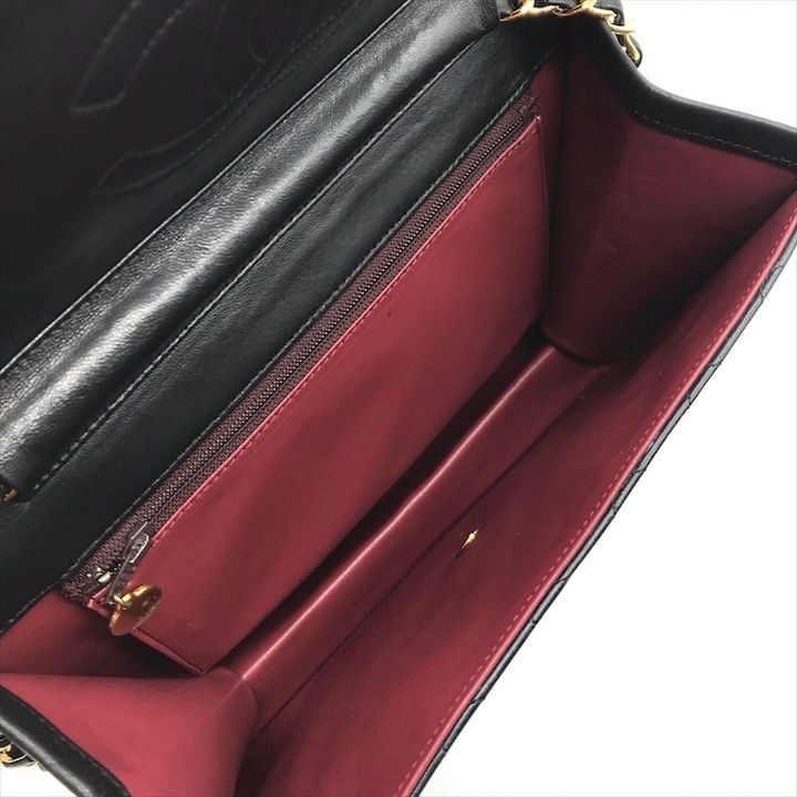 CHANEL シャネル マトラッセ ラムスキン ココマークブラック(中ピンク) 良品 CHANEL シャネル マトラッセ ラムスキン ココマーク