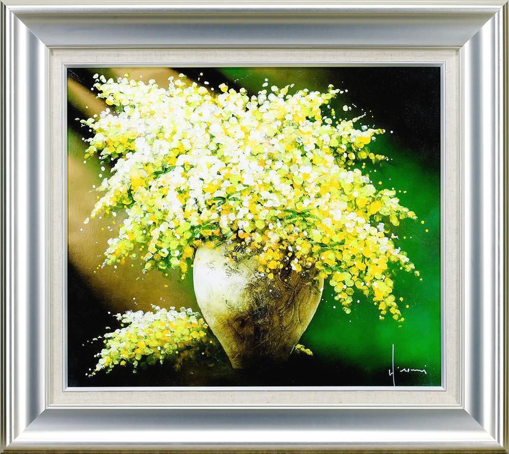 立川広己 SMキャンバス画 肉筆 油彩 絵画 ミモザ 美術品 高級