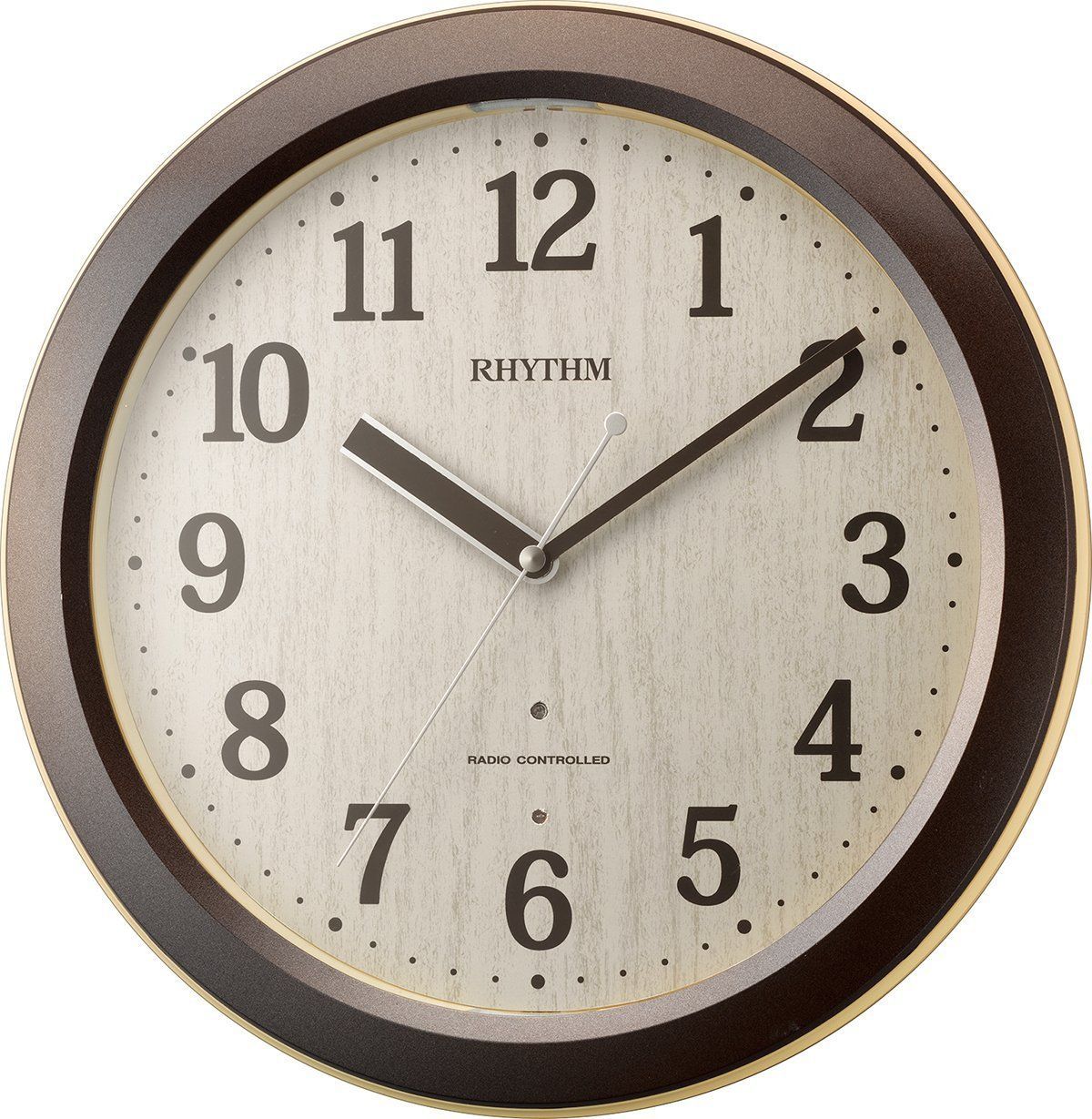 リズム RHYTHM 掛け時計 電波時計 アナログ 暗所 ライト 自動 点灯 茶 木目仕上 ピュアライトM33 4MYA33SR06