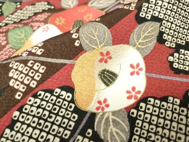 平和屋着物■上質な小紋　型染め　花鳥唐草文　逸品　未使用　BAAI9769pm 平和屋着物□上質な小紋 作家物 型染め 草木染 花唐草文 暈