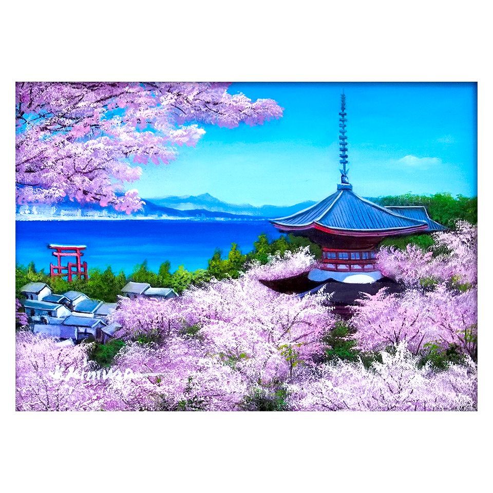 「大覚寺の桜」木村由紀夫の油彩 楽天市場】絵画 油絵 大覚寺の桜 F20号 （木村由記夫） 送料無料