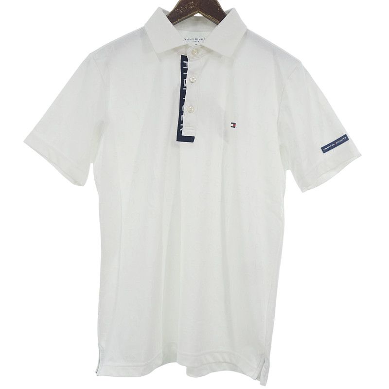 トミーヒルフィガーゴルフ/TOMMY HILFIGER GOLF ロゴ ジャガード 半袖 ポロシャツ Tシャツ ホワイト  サイズ メンズM