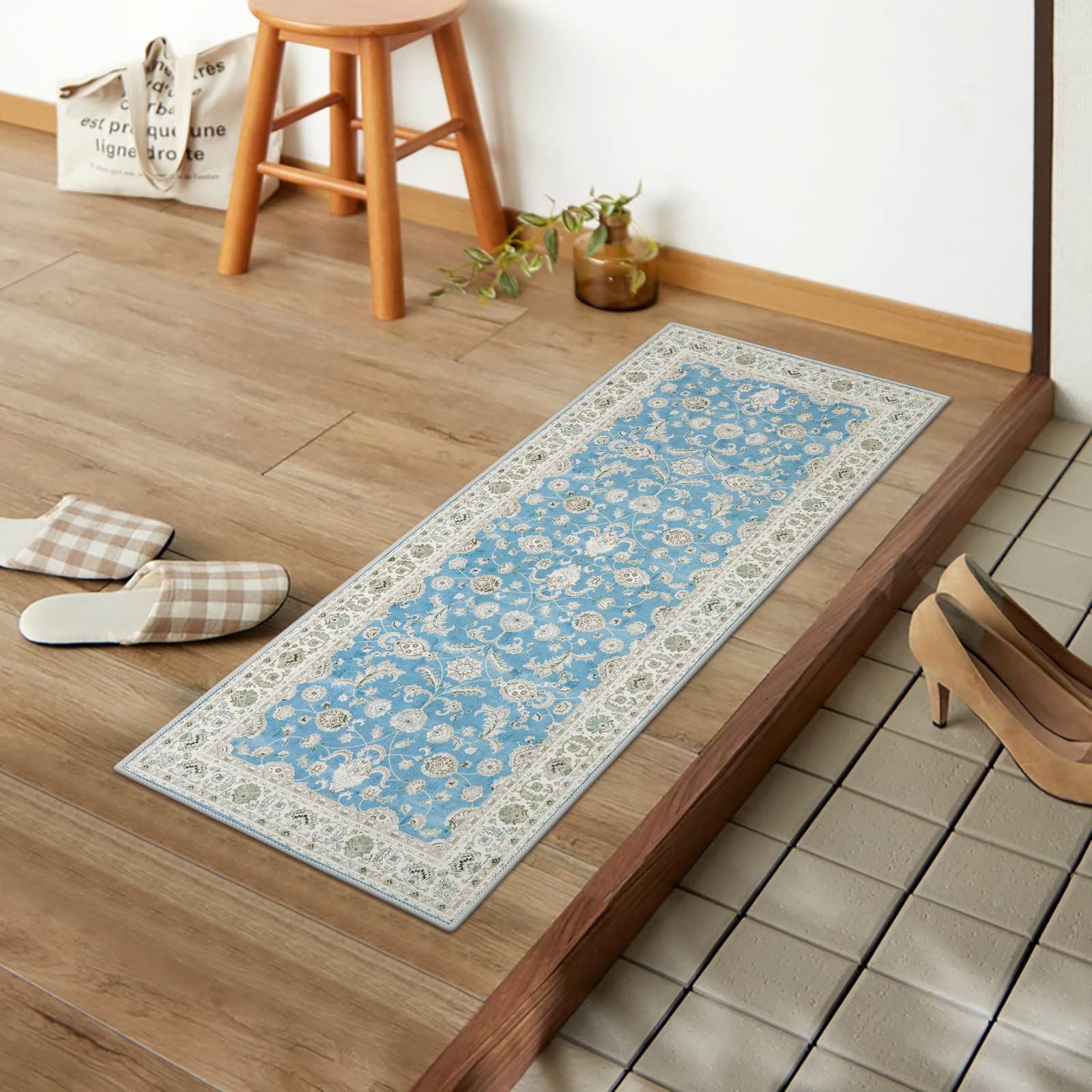 【新品・未使用】ペルシャ絨毯風 室内 キッチンマット 洗える 滑り止め 45х120cm ラグマット 玄関マット 廊下敷き オールシーズン 耐磨耗性 低反発 防音 HAOCOO 室外 シェニール適用 抗菌防臭 