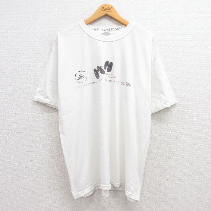 XL/古着 半袖 ビンテージ ロック バンド Tシャツ メンズ 00s ロックンロールの殿堂 靴 ジョニーキャッシュ 大きいサイズ コットン クルーネ
