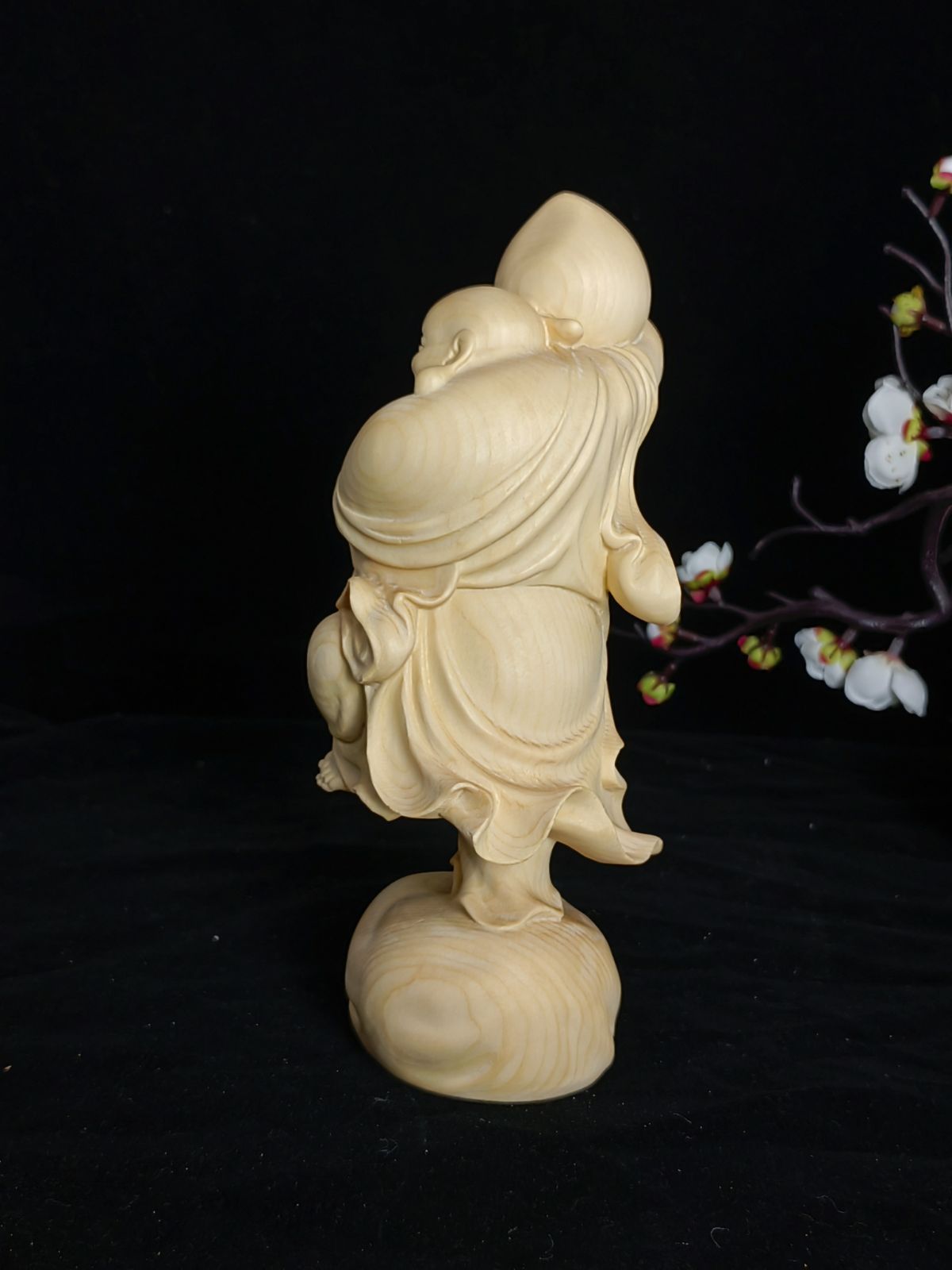 和田玉彫刻 仏　コレクション 送料無料　本物 ◇錵◇ 仏教美術 針尾廣志作 木彫 聖観音立像 51.5cm 仏像唐物