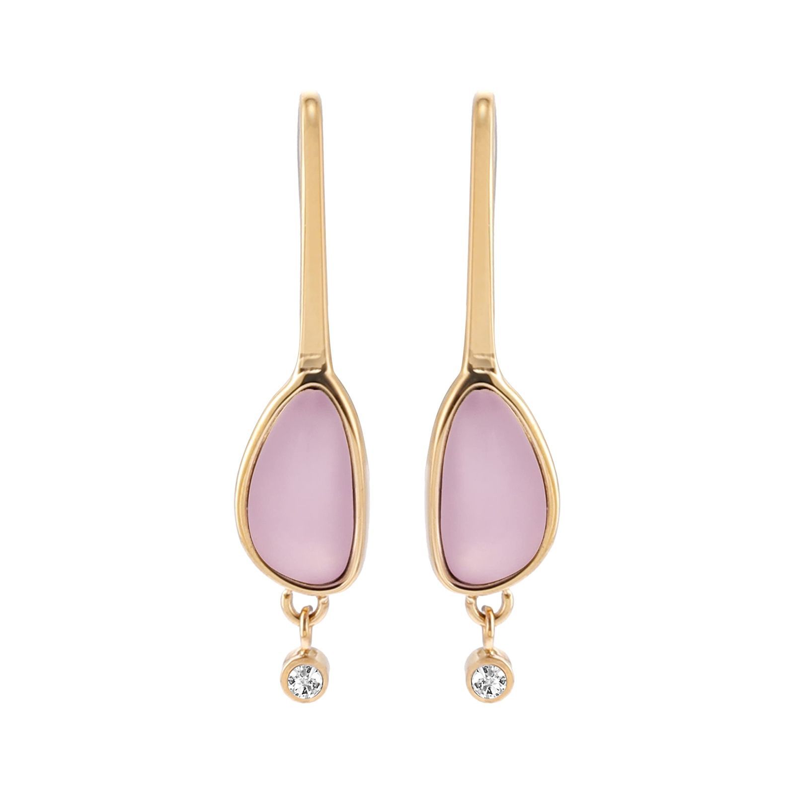 SEA GLASS パープル ガラス ドロップピアス