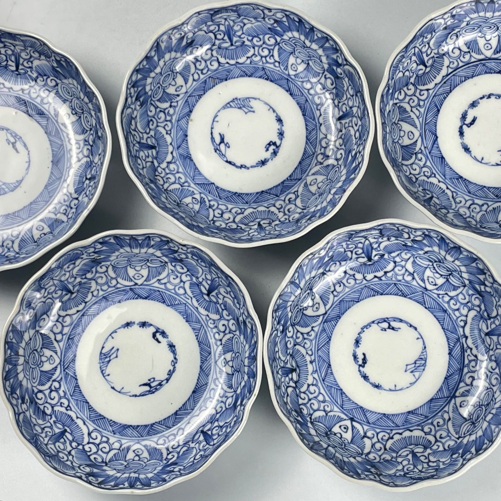 762 染付 花 古伊万里 伊万里焼 骨董 アンティーク 膾皿 5客セット 