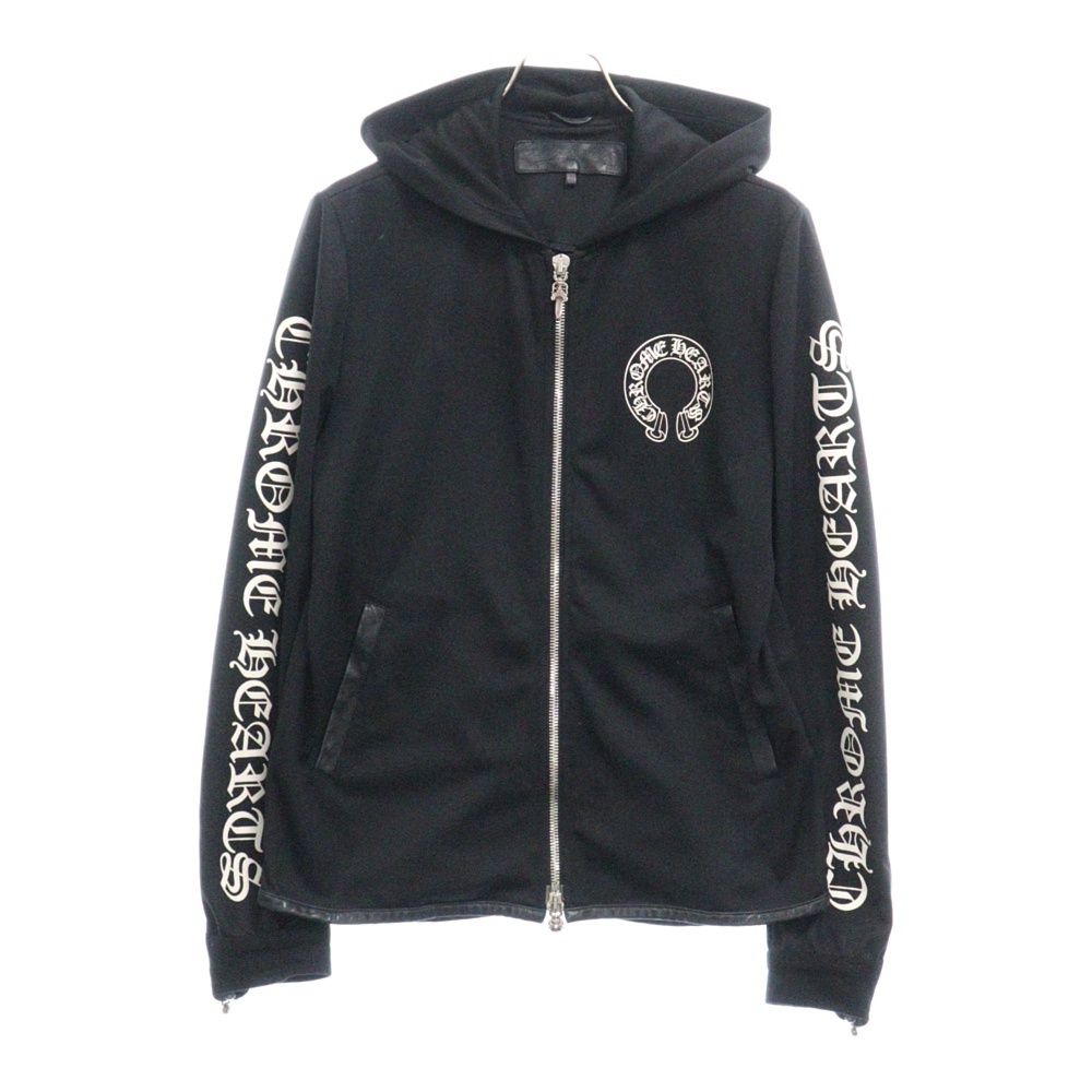 CHROME HEARTS (クロムハーツ) レザー切り替え フード付き アームロゴ 