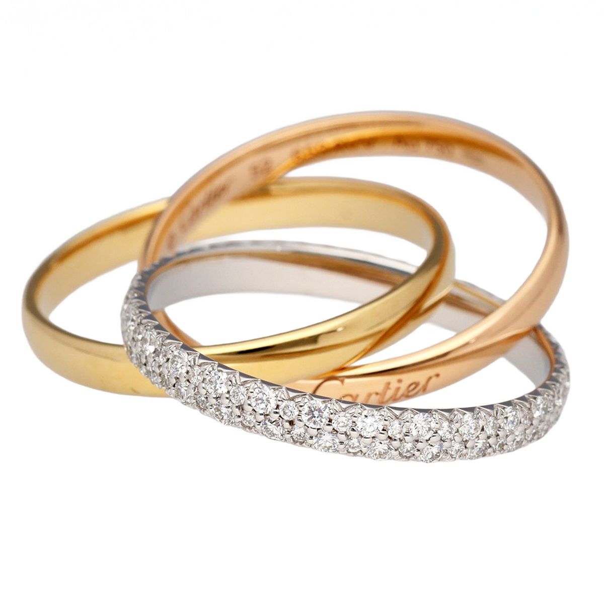 現行モデルCartier トリニティリング SM 46サイズ K18 AU750 Cartier カルティエ トリニティリング 現行モデル SM 3連リング K18