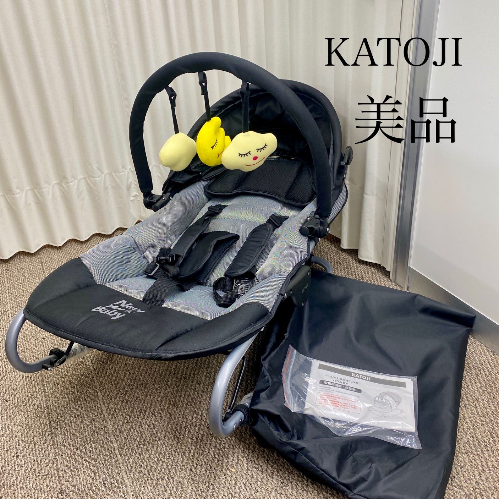 送料込み【カトージ】ニューヨークベビー バウンサー TOY付&専用テーブル（未使用）　＃30285 New York Baby バウンサー 黒⁄グレー KATOJI dショッピング |イージー