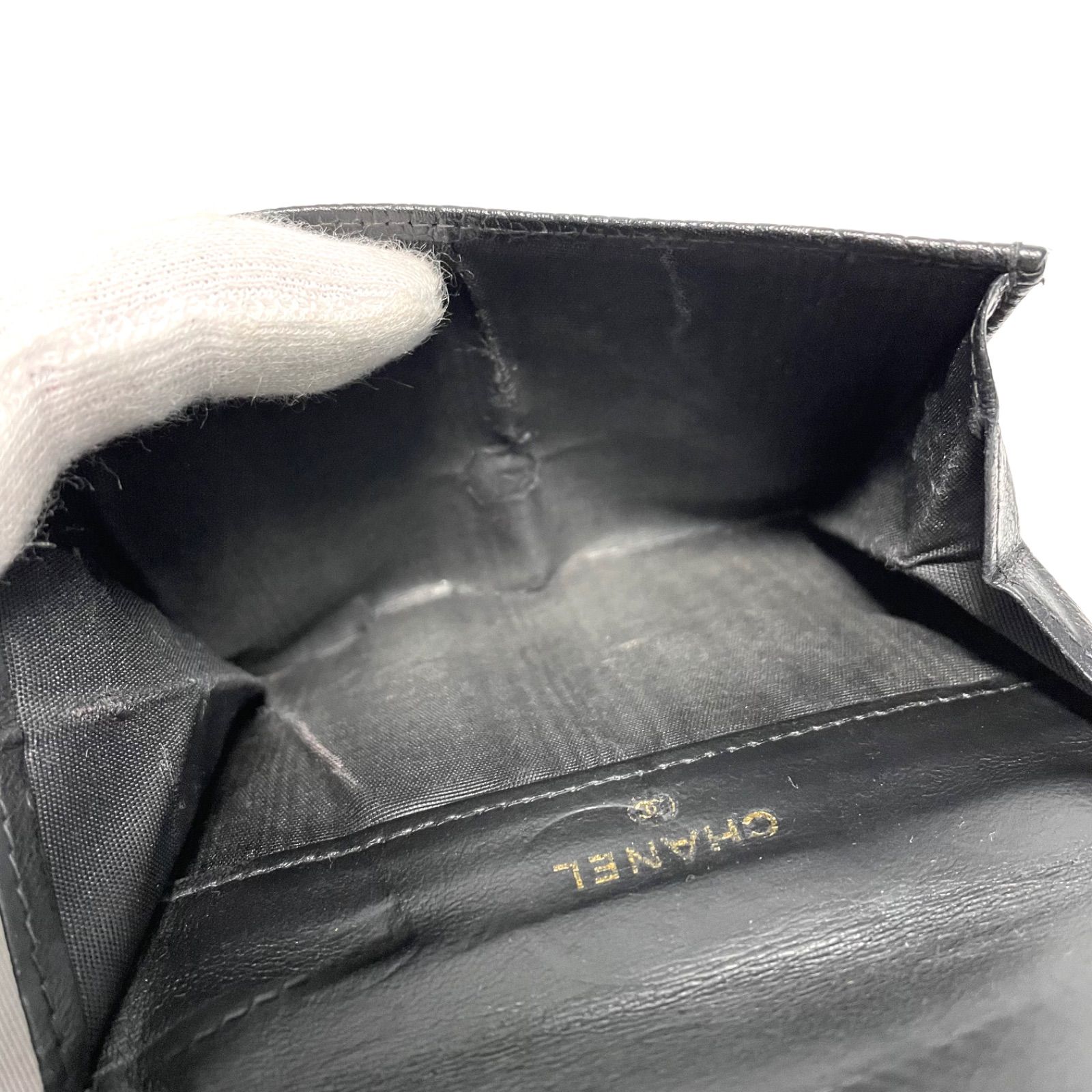 CHANEL シャネル キャビアスキン ココマーク 二つ折り財布 ブラック