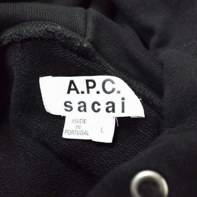 sacai x A.P.C. サカイ アーペーセー 21SS 別注 HOODIE TAIYO ロゴプリント スウェットプルオーバーパーカー  21E2-COEON-M27655 L BLACK Vガゼット サイドジップ トップス g12334 - メルカリ