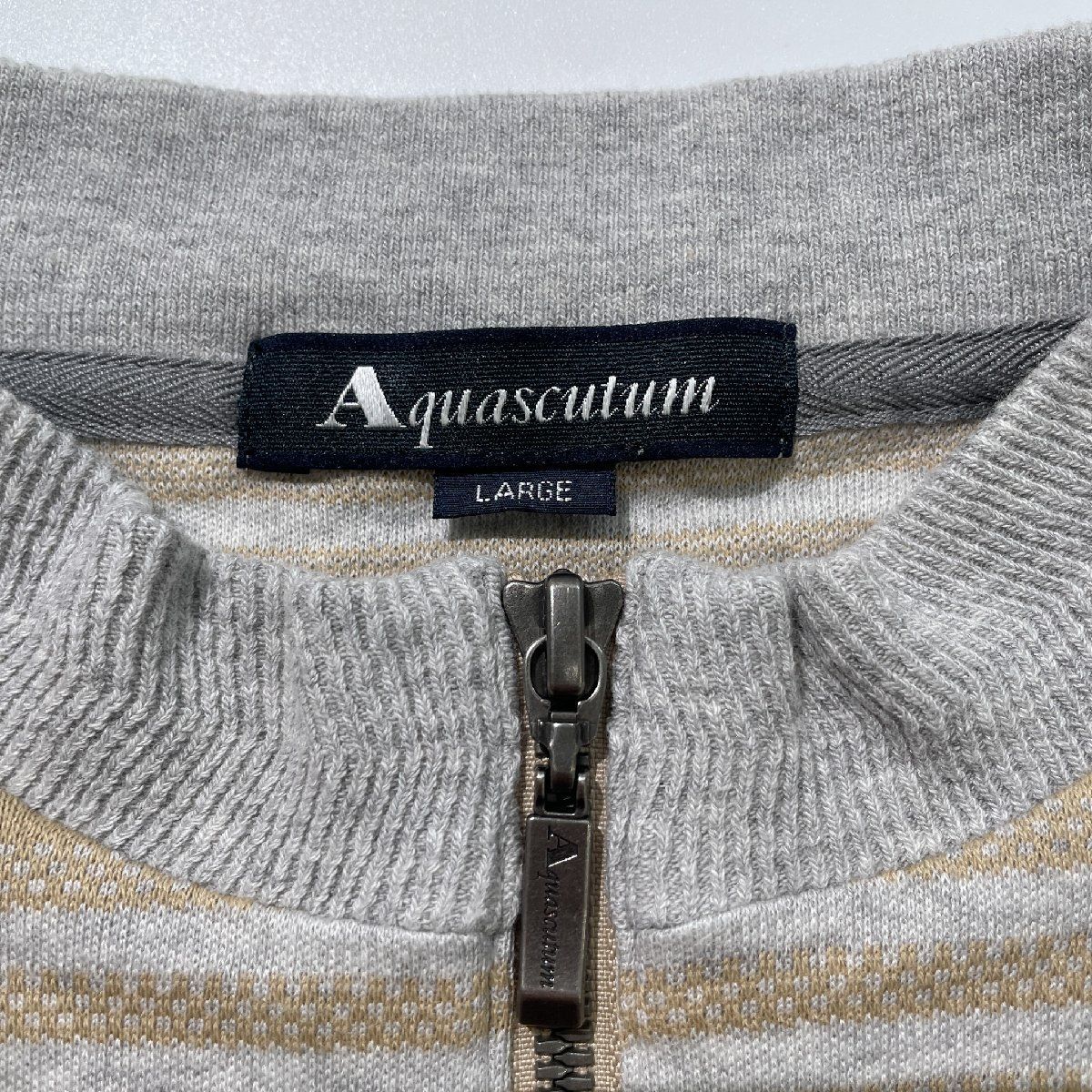 Aquascutum アクアスキュータム 半袖カットソー ハーフジップ ボーダー