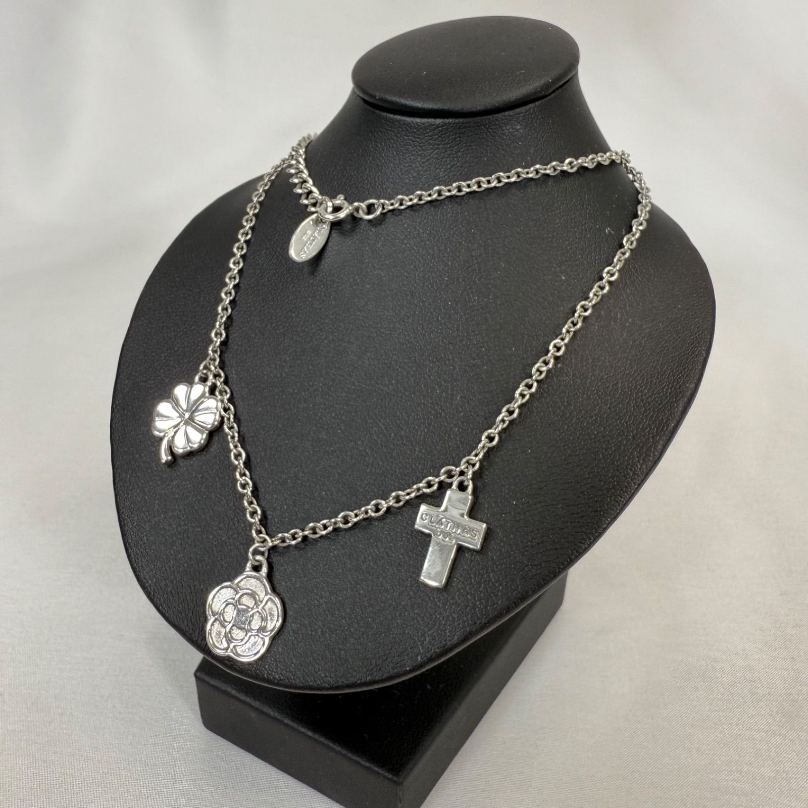 CLATHAS クレイサス フラワー モチーフ ネックレス Ag 925 シルバー クロス クローバー フラワー チャーム - メルカリ