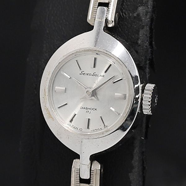 手巻き 稼働 美品 セイコー セイコーソーラー 17石 10-7940 シルバー