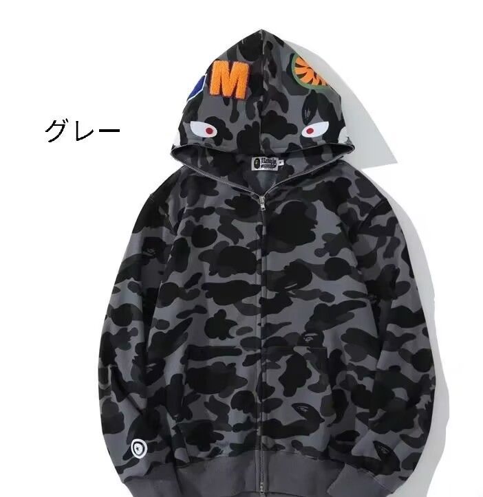 新品A BATHING APE アベイシングエイプ 長袖 トップス Sharkシャークパーカー 男女兼用 7色から撰択