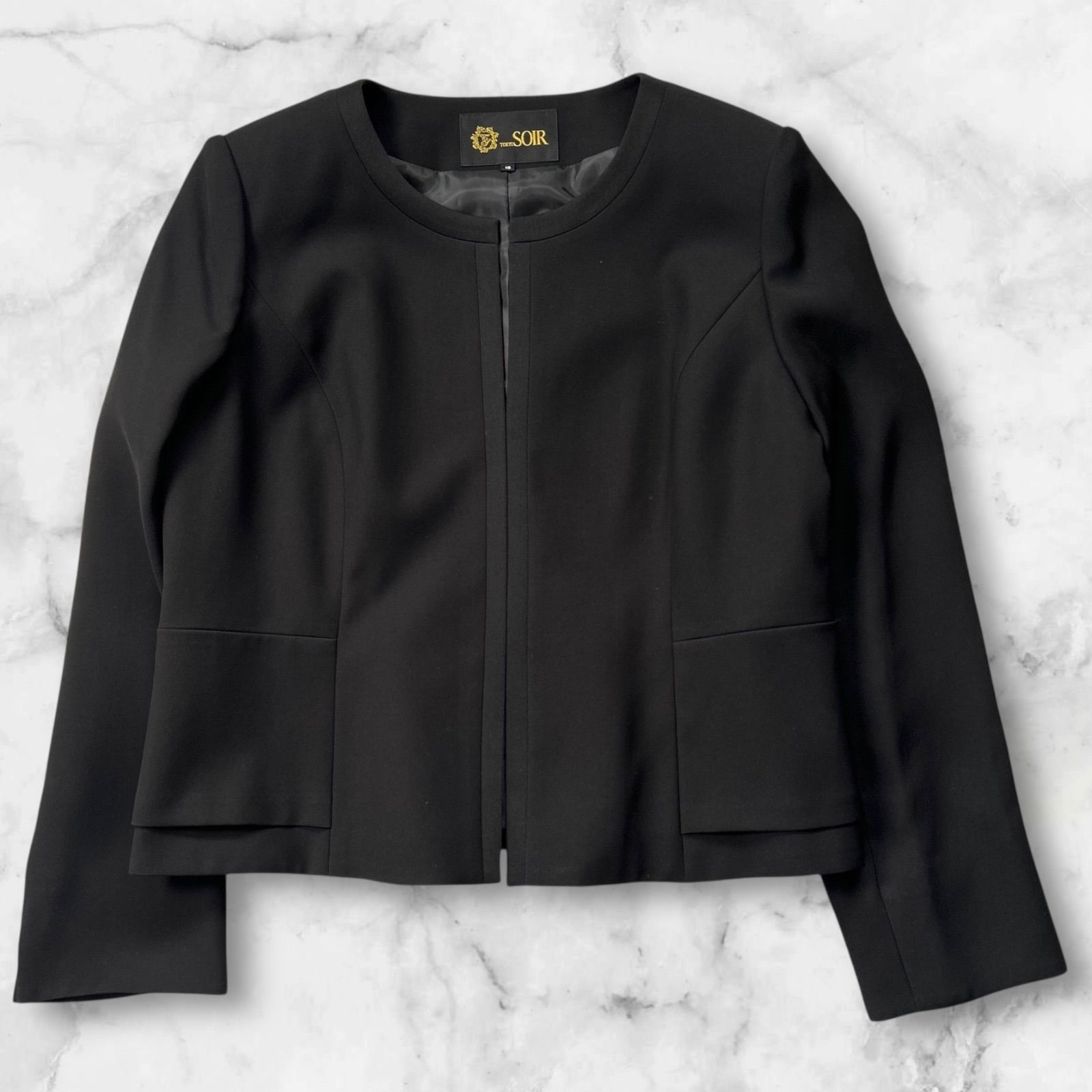 大きいサイズ 東京ソワール 15号 ブラックフォーマル 冠婚葬祭セレモニースーツ ノー ジャケット ワンピースセット 黒 レディース