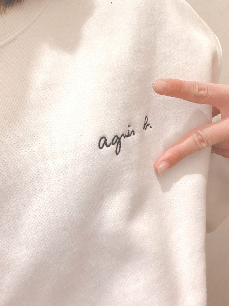 アニエスベートレーナー agnes b. アニエスベー レディース ホワイト 小さいロゴ トレーナー スウェット