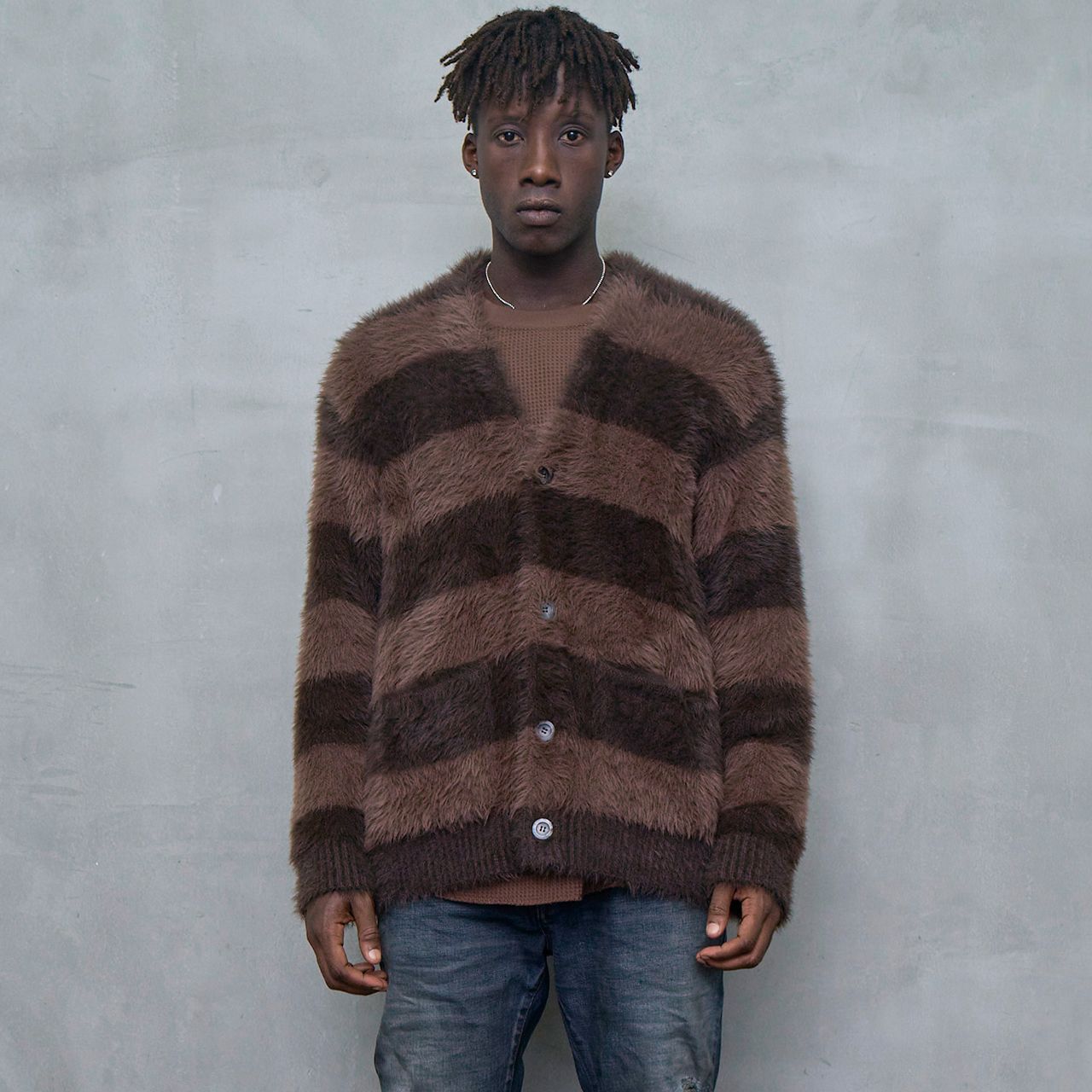 MLVINCE メルヴィンス SHAGGY CARDIGAN BORDER カーディガン ニット