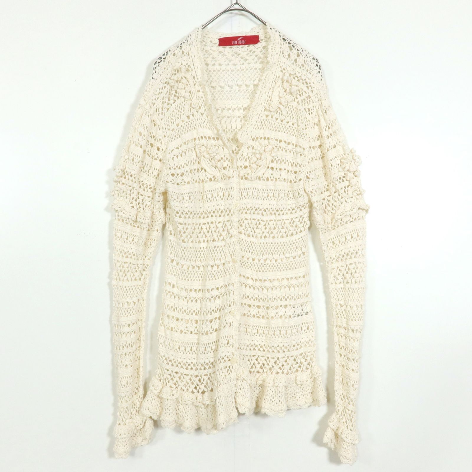 ピンクハウス⭐️花モチーフ付きレース編みカーディガン ピンクハウス⭐️花モチーフ付きレース編みカーディガン ピンクハウス